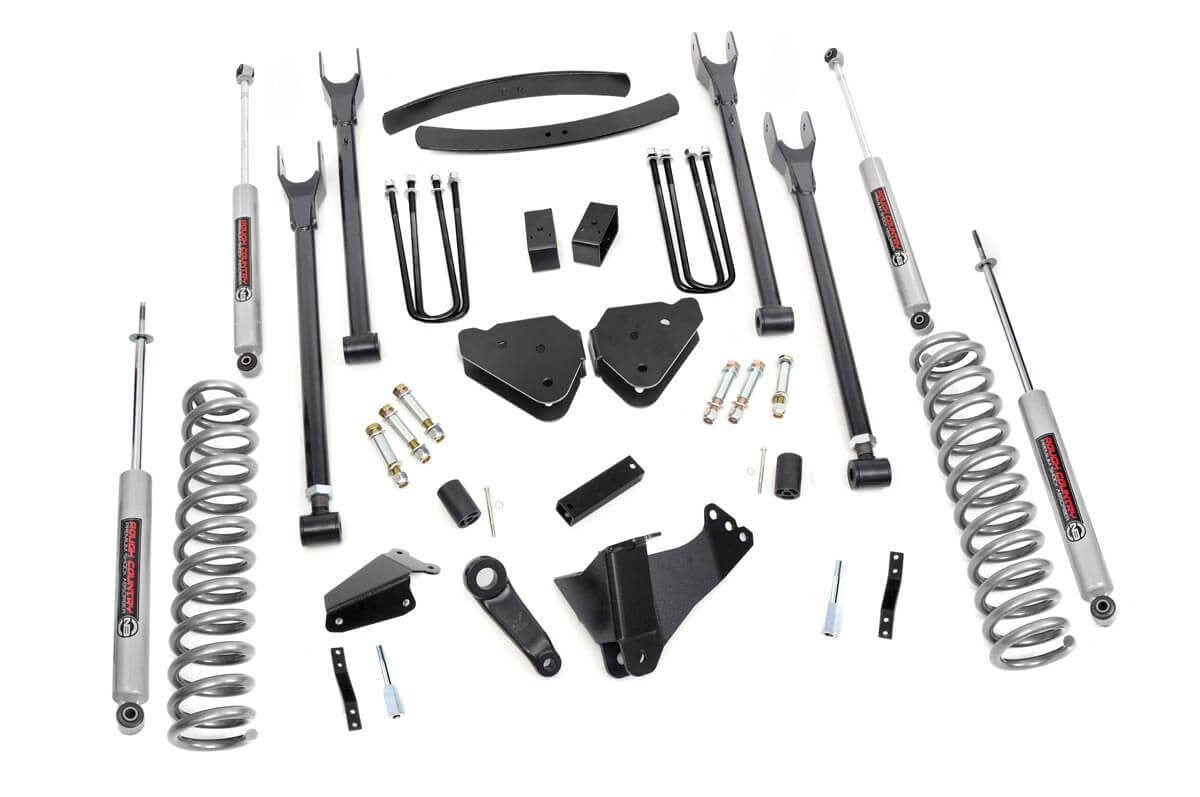 Ford F-250 Super Duty Suspension Lift Kit - Rough Country - 6 Inch Lift Kit, Gas, 4-Link, No OVLDS - '05-'07
